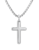 Sterling Silver 54cm Rounded Box Chain with Cross - 790135
