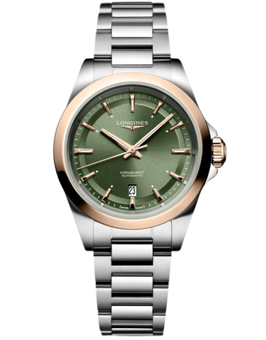 Longines Conquest- Automatic Green Dial Steel 18ct RG Cap 30mm - L33205026 - 789704