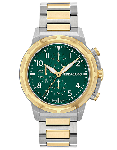 Ferragamo - Sport Chrono Quartz Green Dial 2T Steel 44mm - SFRT00625 - 790027