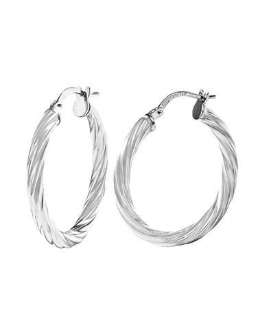 Gold Earrings - 10ct White Gold Twist Hoop Earrings- 787375