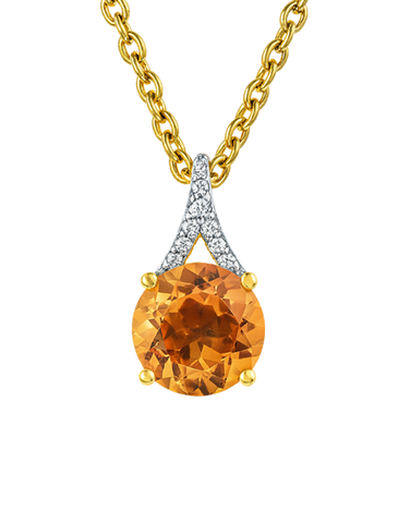 Citrine Pendant - 10ct Yellow Gold Citrine & Diamond Pendant - 788033