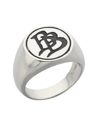 THE HOBBIT - Sterling Silver Oxidised Bilbo Baggins "BB" Initial Signet Ring - WD457G - 751781