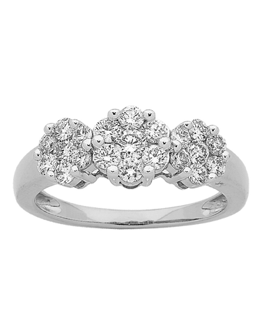Diamond Ring - 14ct White Gold Diamond Cluster Ring - 754126