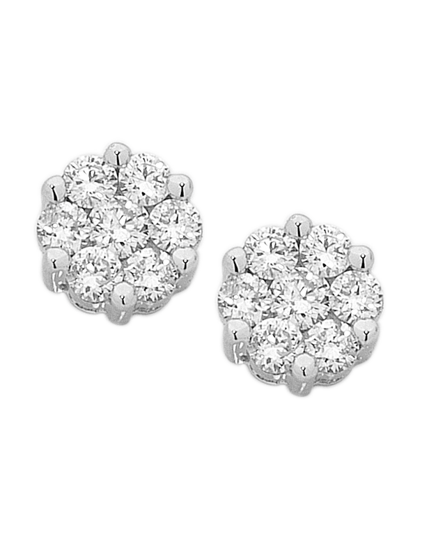 Diamond Studs 14ct White Gold Diamond Cluster Studs 755820