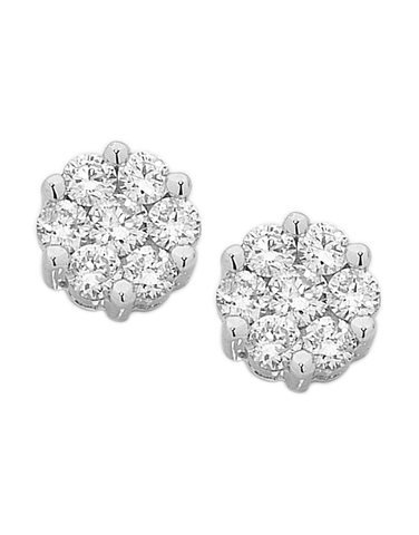 Diamond Studs - 14ct White Gold Diamond Cluster Studs - 755820