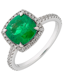 Emerald Ring - White Gold Emerald & Diamond Ring - 756017 - Salera's