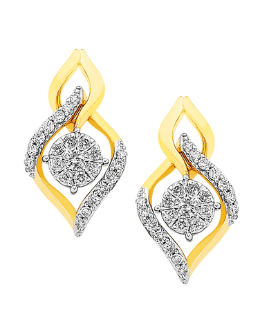 Diamond Earrings - 9ct Diamond Set Yellow Gold Earrings - 756954