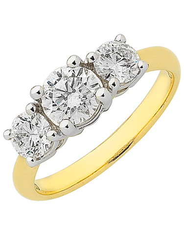 Diamond Ring - 18ct Two Tone Diamond Trilogy Engagement Ring - 757081