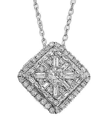 Diamond Pendant - 14ct White Gold Diamond Pendant - 758197