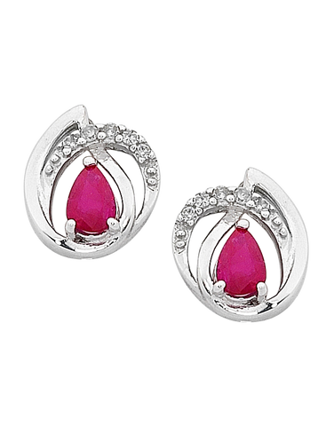 Ruby Earrings - White Gold Ruby & Diamond Earrings - 758905