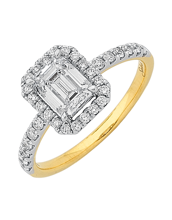 2.18 CT Emerald Cut Lab Grown Diamond Halo Engagement Ring - IGI