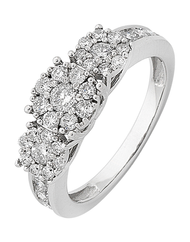 Diamond Ring - 14ct White Gold Diamond Cluster Ring - 759698