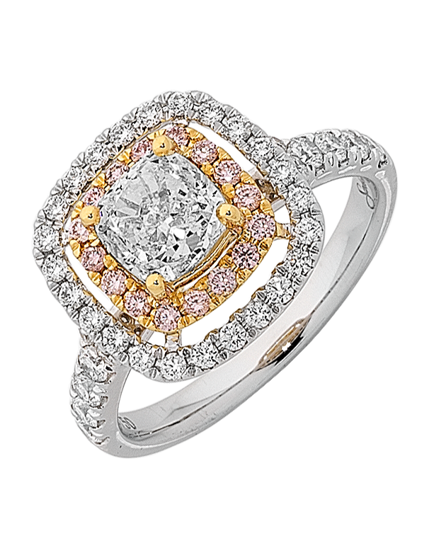 Diamond Ring - Cushion Cut Diamond Halo Engagement Ring - 760792 - Salera's