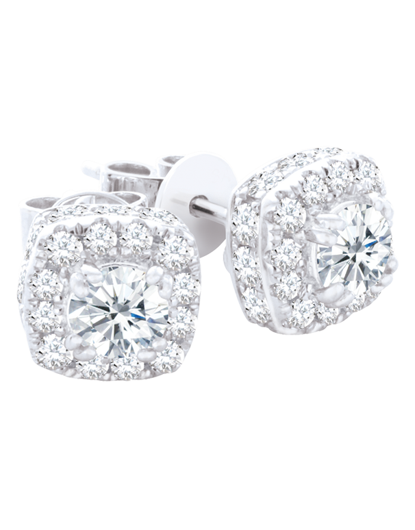 Diamond Earrings 18ct Diamond Set White Gold Stud Earrings 761314