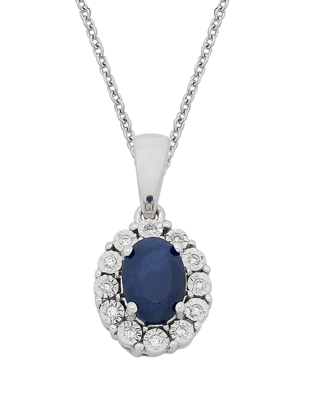 Sapphire pendant top necklace white gold