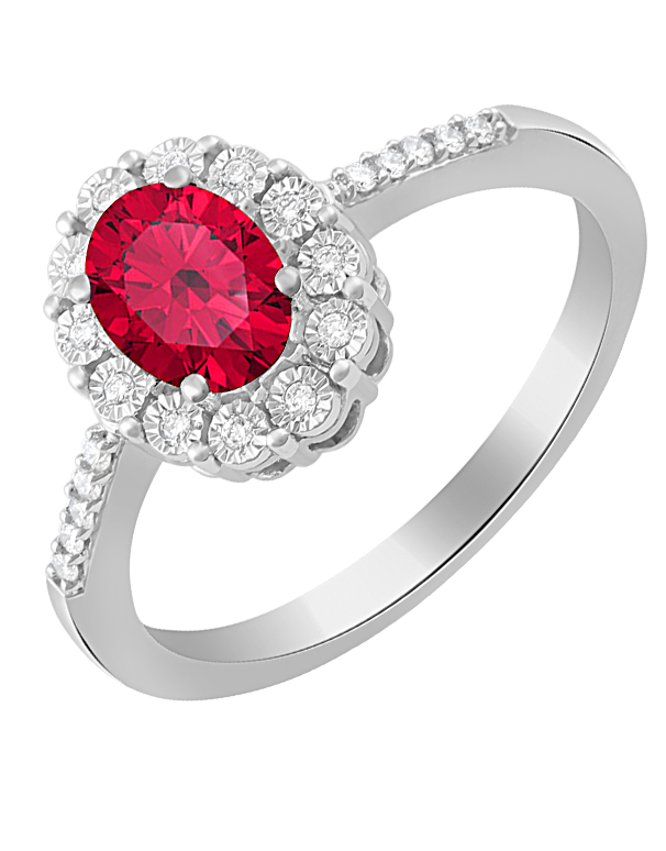Ruby Ring - 14ct White Gold Ruby and Diamond Ring - 761677 - Salera's