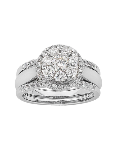 Bridal Set - 14ct White Gold Diamond Bridal Set Rings - 762743