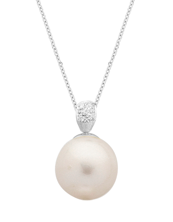 Pearl Pendant - White Gold South Sea Pearl & Diamond Pendant - 763896 - Salera's