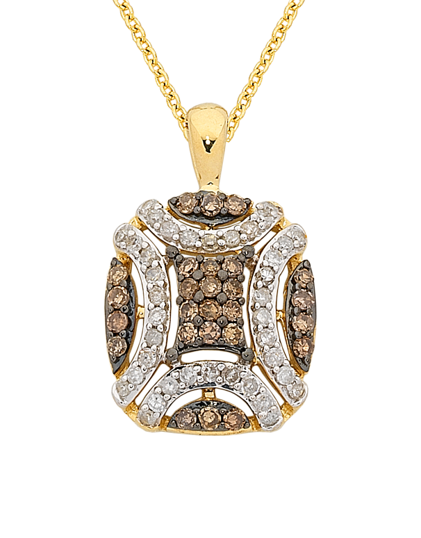 Diamond Pendant 10ct Yellow White Gold Champagne Diamond Pendant 763914