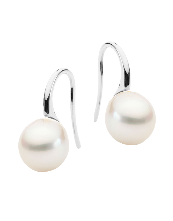 Pearl Earrings - 9ct White Gold South Sea Pearl Drop Earrings - 764138 - Salera's