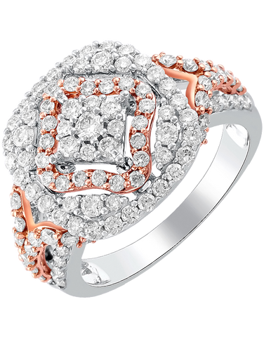 Diamond Ring - 14ct White and Rose Gold Diamond Ring - 764225