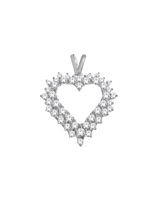Diamond Pendant - White Gold Diamond Heart Pendant - 766063 - Salera's