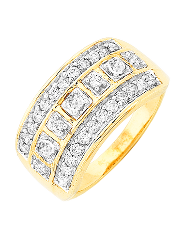 Diamond Ring - 9ct Yellow Gold Diamond Ring - 766080
