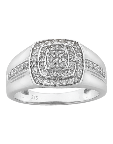 Men's Ring - 9ct White Gold Diamond Set Ring - 766147