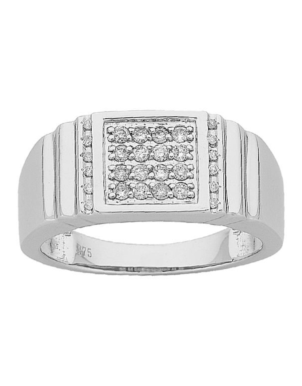 Men s Ring 9ct White Gold Diamond Set Ring 766148