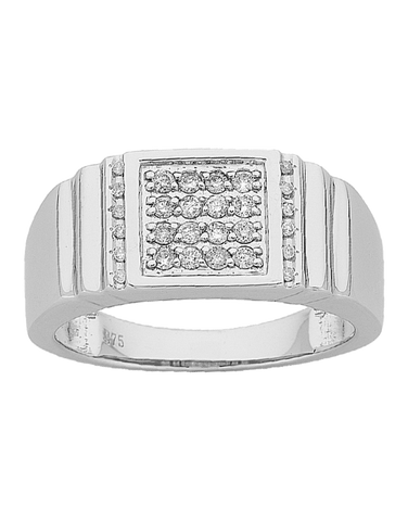 Men's Ring -  9ct White Gold Diamond Set Ring - 766148