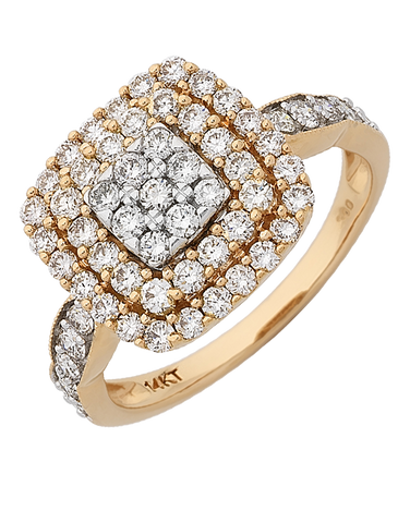 Diamond Ring - 14ct White and Rose Gold Diamond Ring - 767637