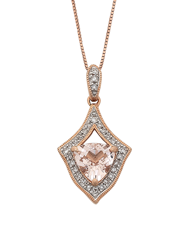 Oval Morganite Solitaire Pendant with Trio Diamond