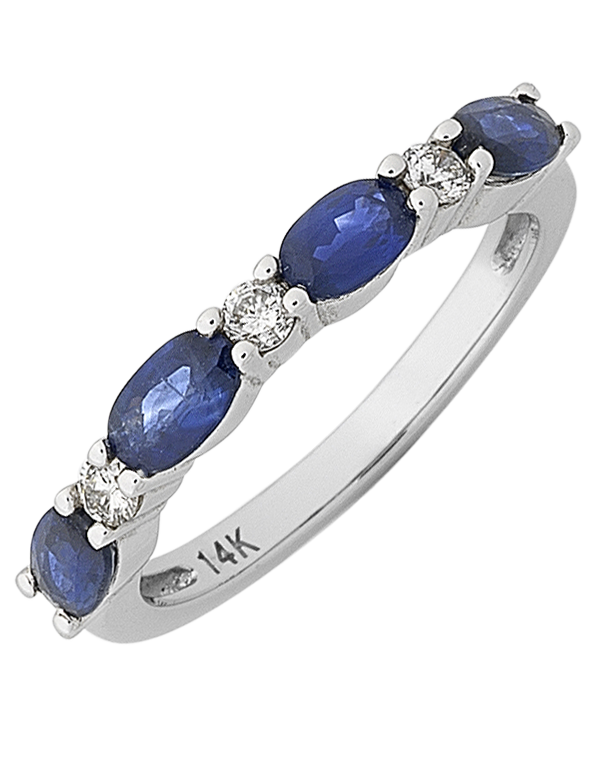 Sapphire Ring 14ct White Gold Natural Sapphire Diamond Ring 7681