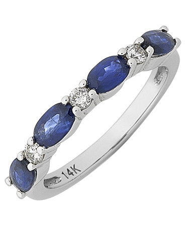Sapphire Ring - 14ct White Gold Natural Sapphire & Diamond Ring - 768143