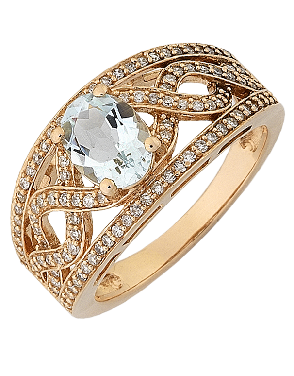Aquamarine Ring 10ct Rose Gold Aquamarine and Diamond Ring 768384
