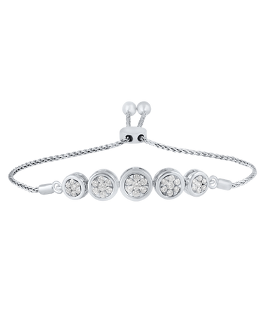 Bolo Bracelet - 10ct White Gold Diamond Bracelet - 768483
