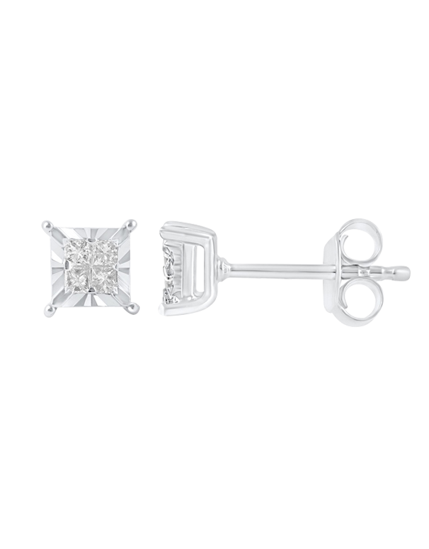 Diamond Studs 10ct White Gold Princess Cut Diamond Stud Earrings 768485