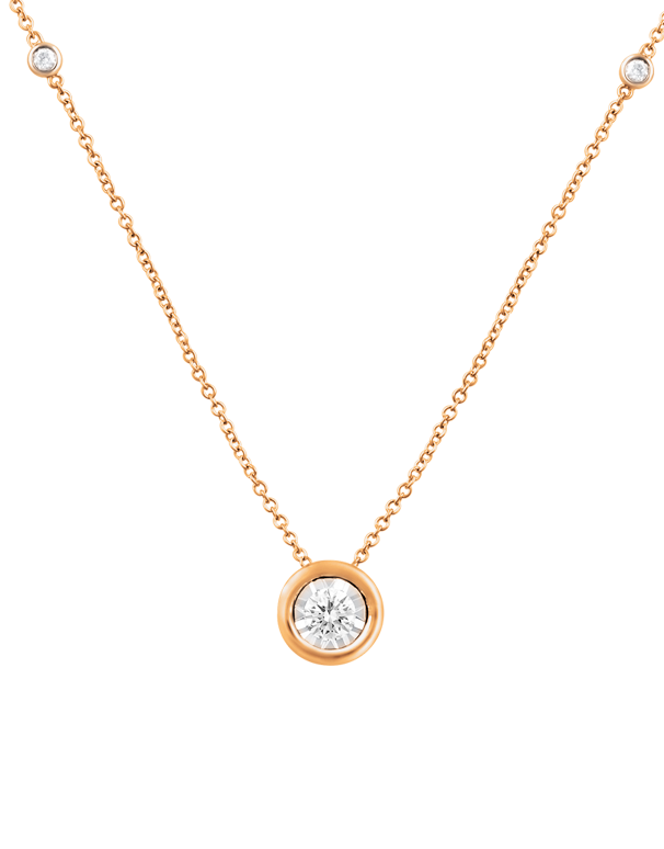 Rose gold solitaire diamond necklace deals