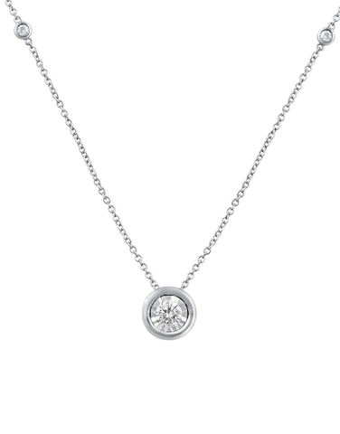 Diamond Necklace - 10ct White Gold Diamond Necklace- 768488