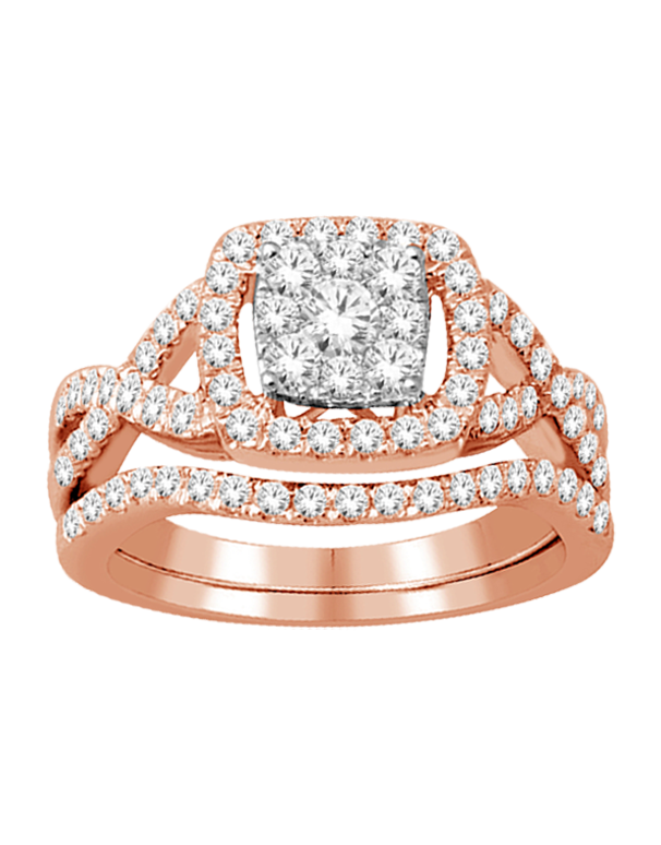 Bridal Set - 14ct Rose Gold Diamond Bridal Set Ring - 768583