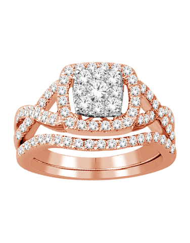 Bridal Set - 14ct Rose Gold Diamond Bridal Set Ring - 768583
