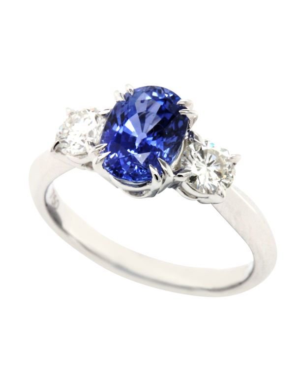 Esclusivo 18ct White Gold Ceylon Sapphire Diamond Ring 769064