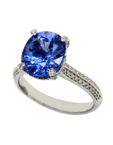 Esclusivo - 18ct White Gold Ceylon Sapphire & Diamond Ring - 769070