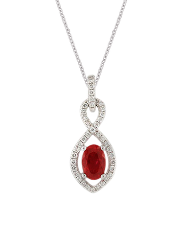 Ruby Pendant - 9ct White Gold Ruby and Diamond Pendant - 769117