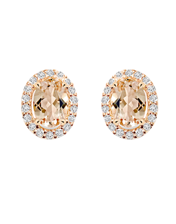 Morganite Earrings 9ct Rose Gold Morganite and Diamond Earrings 76