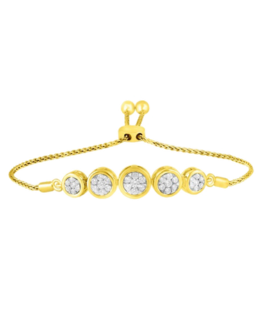Bolo Bracelet - 10ct Yellow Gold Diamond Bracelet - 770315
