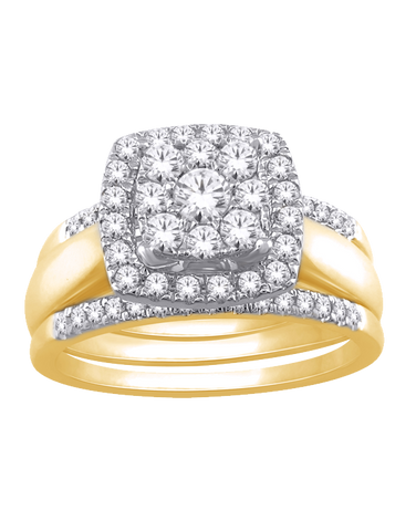 Bridal Set - 14ct Yellow & White Gold Diamond Bridal Ring Set - 770322