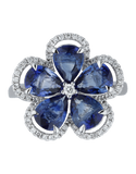 Sapphire Ring - 18ct White Gold Sapphire & Diamond Ring - 770360