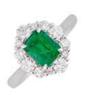 Emerald Ring - 18ct White Gold Emerald & Diamond Ring - 770389 - Salera's