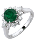Emerald Ring - 18ct White Gold Emerald & Diamond Ring - 770390 - Salera's